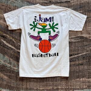 Vintage 1994 Sashe Print the Planet Jam Basketball White Earth Mega Tee Shirt L